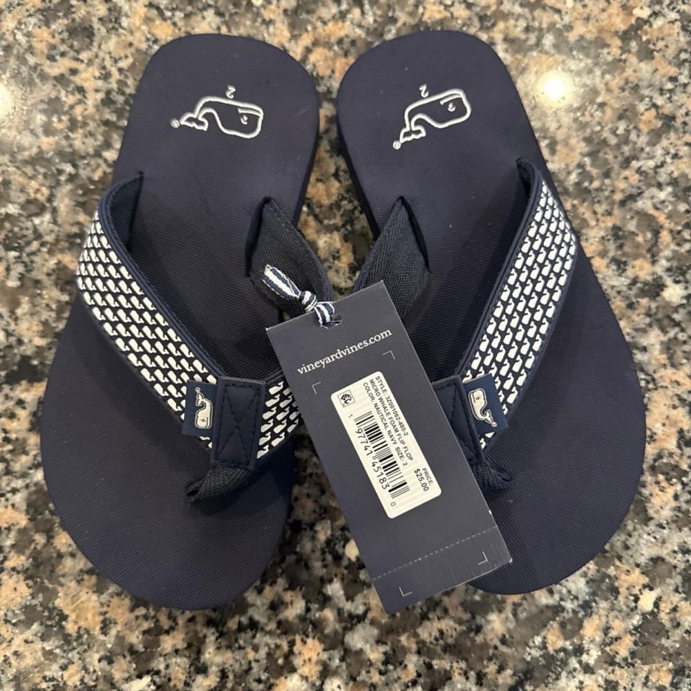 Vineyard Vines Navy Flip Flops